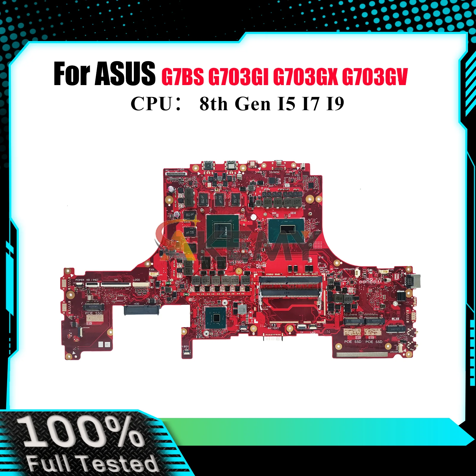 G703Gi Laptop Motherboard For ASUS ROG G703GV G703GX G703GM G7BS G703GMR G703G G703GI Mainboard With I5 I7 I9 CPU 100% tests OK 
G703Gi Laptop Motherboard For ASUS ROG G703GV G703GX G703GM G7BS G703GMR G703G G703GI Mainboard With I5 I7 I9 CPU 100% tests OK