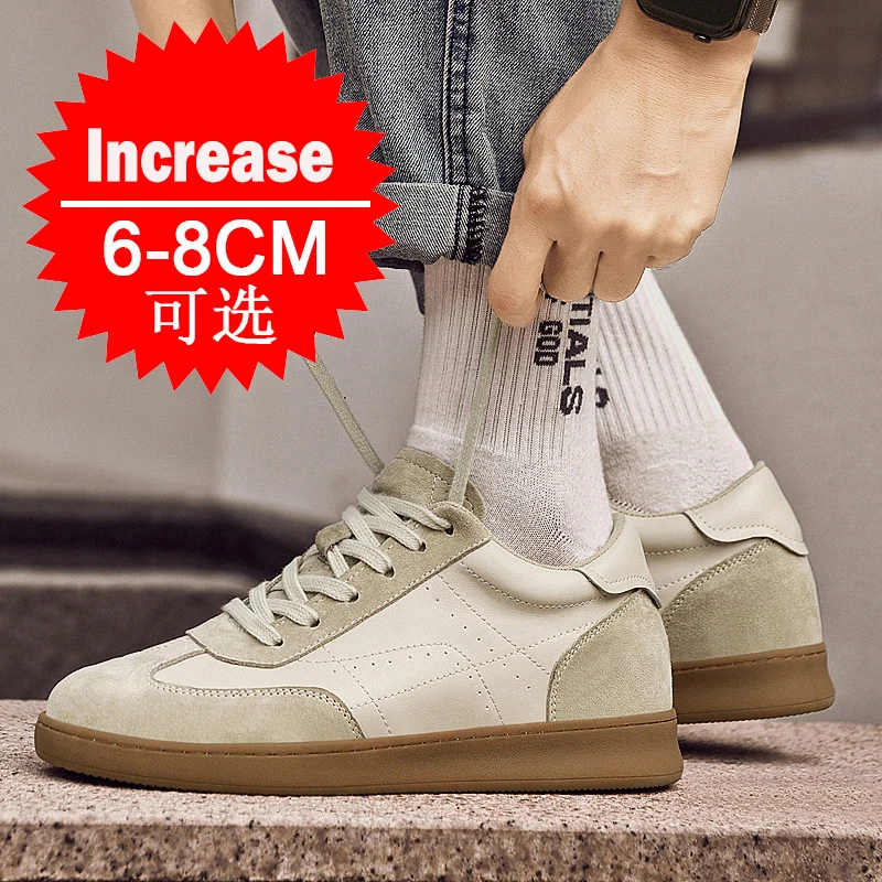 Men's Comfortable Leather Breathable Sneakers Casual Invisible Inner Heightening 8CM Versatile Lace-up Shoes Low-top Board Shoes
Men's Comfortable Leather Breathable Sneakers Casual Invisible Inner Heightening 8CM Versatile Lace-up Shoes Low-top Board Shoes