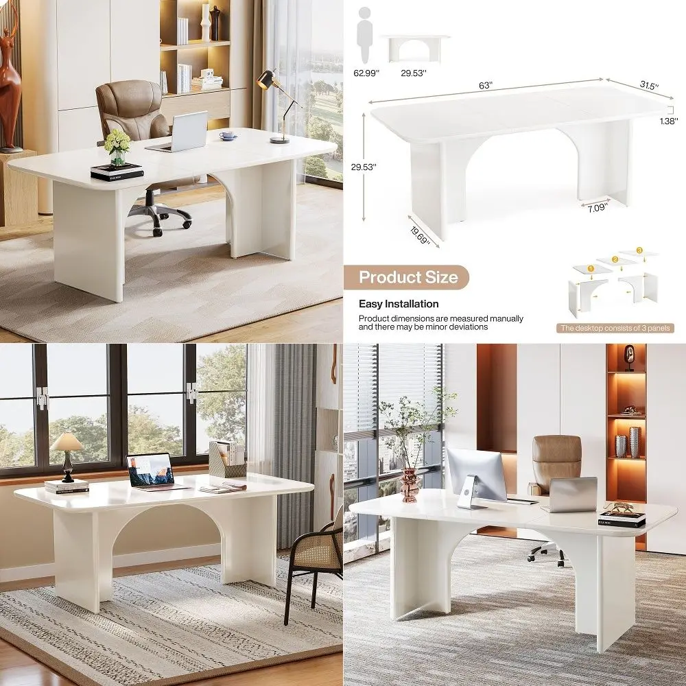 Modern White Desk, Large Minimalist Executive Office Computer Desk Writing Study Makeup Vanity Table Workstation with Arch Desi
Modern White Desk, Large Minimalist Executive Office Computer Desk Writing Study Makeup Vanity Table Workstation with Arch Desi