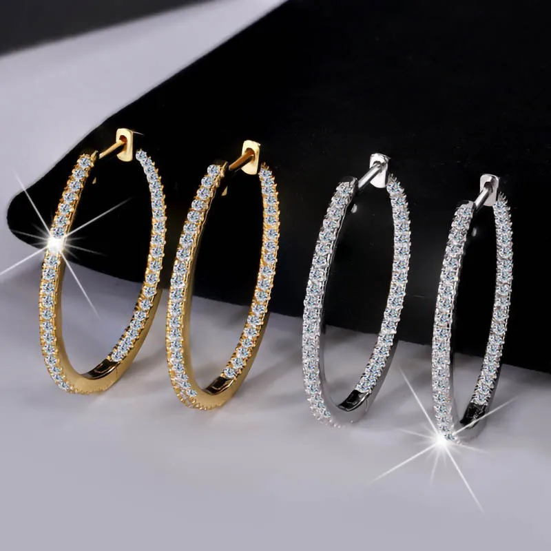 30mm 1.2cttw D Color VVS1 Moissanite Hoop Earrings 925 Sterling Silver Women Iced Bling Lab Diamond Circle Earrings Fine Jewelry
30mm 1.2cttw D Color VVS1 Moissanite Hoop Earrings 925 Sterling Silver Women Iced Bling Lab Diamond Circle Earrings Fine Jewelry