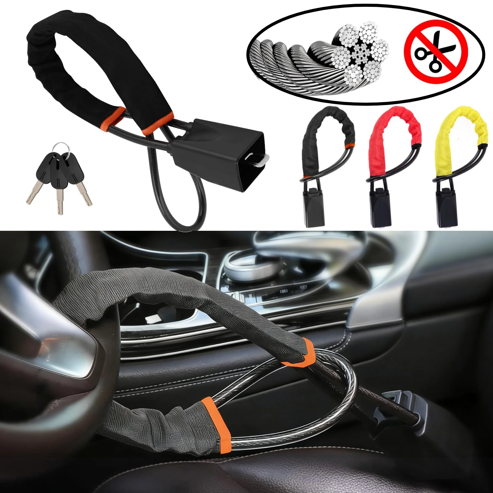 Car Steering Wheel Lock Anti-theft Steel Cable Security Device Universal Fit for Vehicles Prevent Theft Durable Security Rope
Car Steering Wheel Lock Anti-theft Steel Cable Security Device Universal Fit for Vehicles Prevent Theft Durable Security Rope
