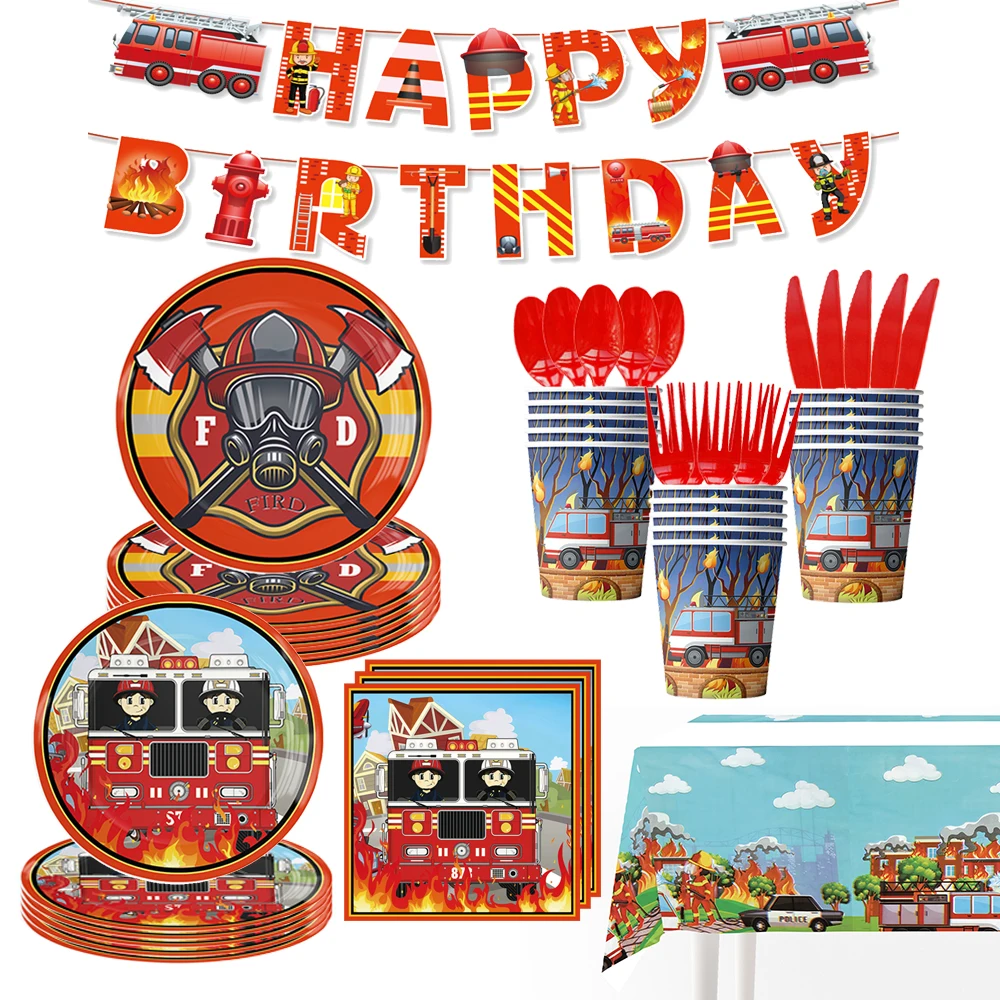 Cartoon Fire Truck Boy's Birthday Party Decorative Tableware Set Cup Plate Birthday Balloon Baby Shower Customizable Background
Cartoon Fire Truck Boy's Birthday Party Decorative Tableware Set Cup Plate Birthday Balloon Baby Shower Customizable Background