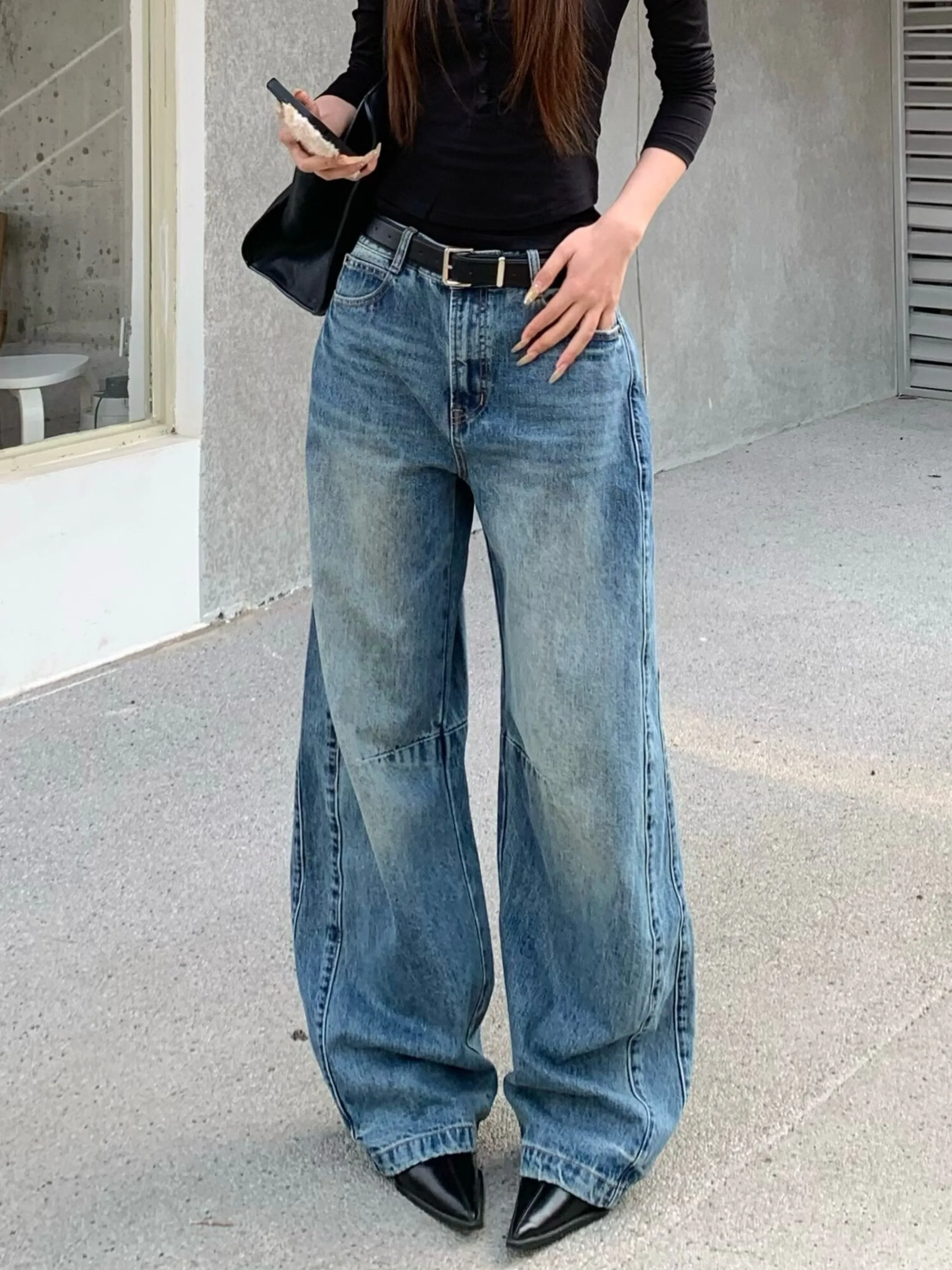 American Style High Waist Wide Leg Jeans Women's Summer New Loose Straight Floor-Length Pants Washed Blue Slimming Drapey
American Style High Waist Wide Leg Jeans Women's Summer New Loose Straight Floor-Length Pants Washed Blue Slimming Drapey