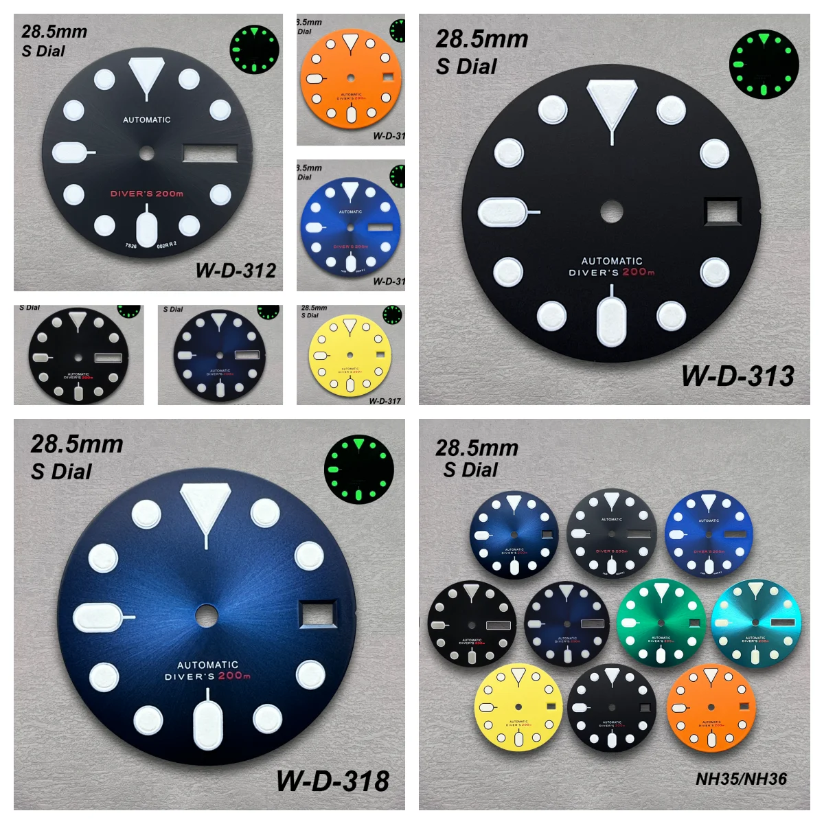 28.5mm S Logo SKX007 Dial Fit NH36/4R36 Movement Green Luminous Matte/Sunray Dial Watch Modification Accessories
28.5mm S Logo SKX007 Dial Fit NH36/4R36 Movement Green Luminous Matte/Sunray Dial Watch Modification Accessories
