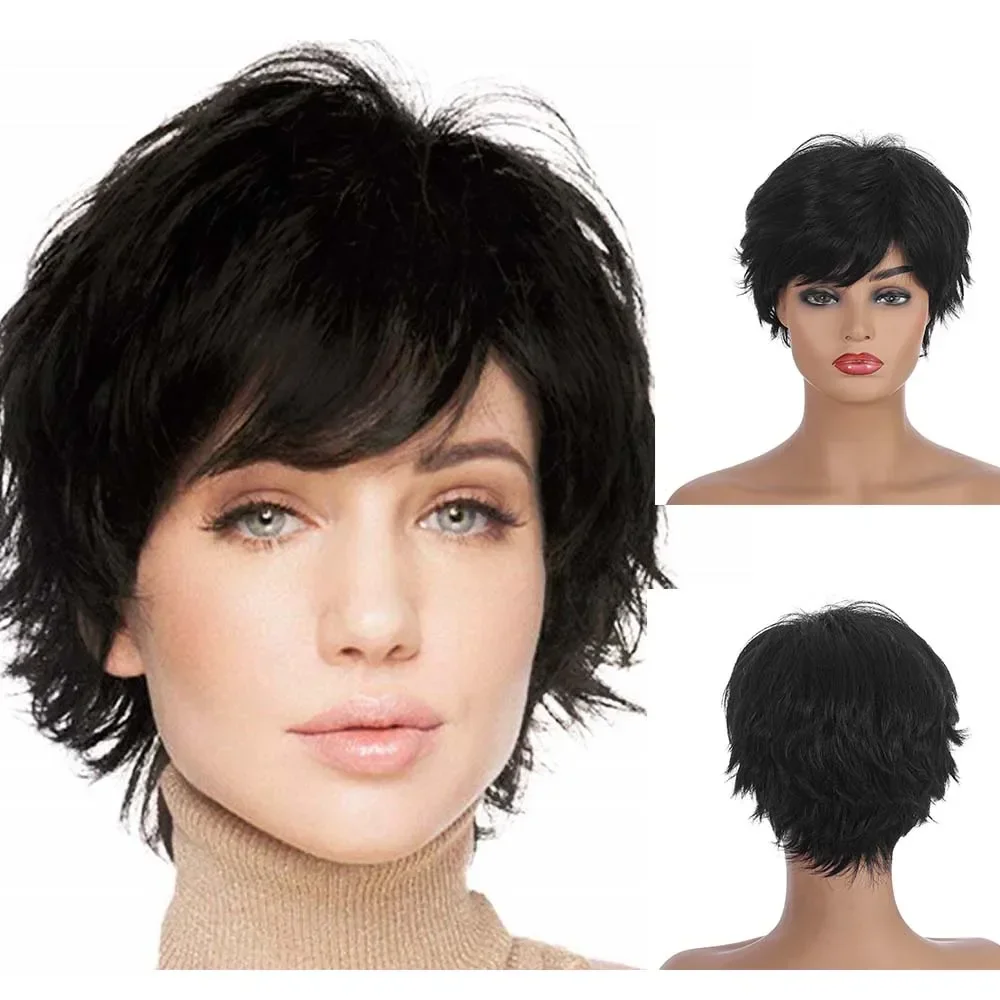 Synthetic Black Wigs with Bangs for Women Short Wig Natural Hairstyle Dark Roots Ombre Hair High Quality Wigs Straight
Synthetic Black Wigs with Bangs for Women Short Wig Natural Hairstyle Dark Roots Ombre Hair High Quality Wigs Straight