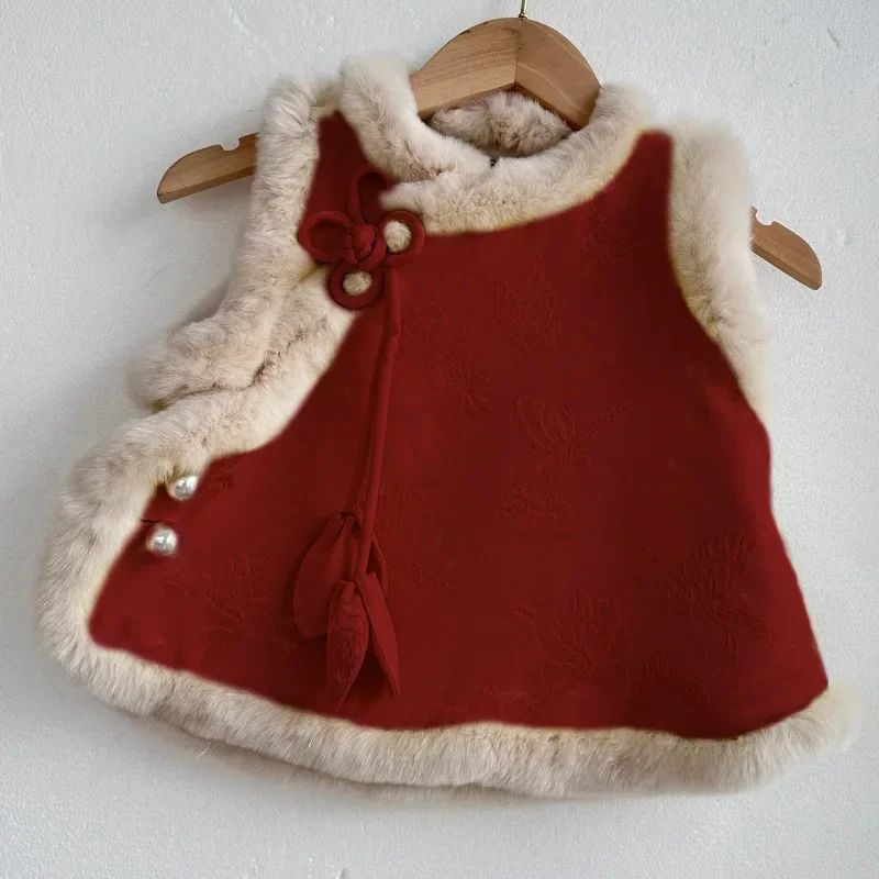 New Year's Clothing Girls' Vest Winter National Style Cheongsam Baby Thickened Vest Children's New Year's Tang Clothing Top
New Year's Clothing Girls' Vest Winter National Style Cheongsam Baby Thickened Vest Children's New Year's Tang Clothing Top