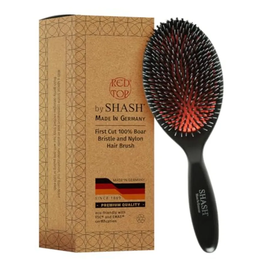 Since 1869 Hand Made In Germany - Nylon and 100% First Cut Boar Bristle Brush Suitable For Normal to Thick Hair - Gently Detang
Since 1869 Hand Made In Germany - Nylon and 100% First Cut Boar Bristle Brush Suitable For Normal to Thick Hair - Gently Detang
