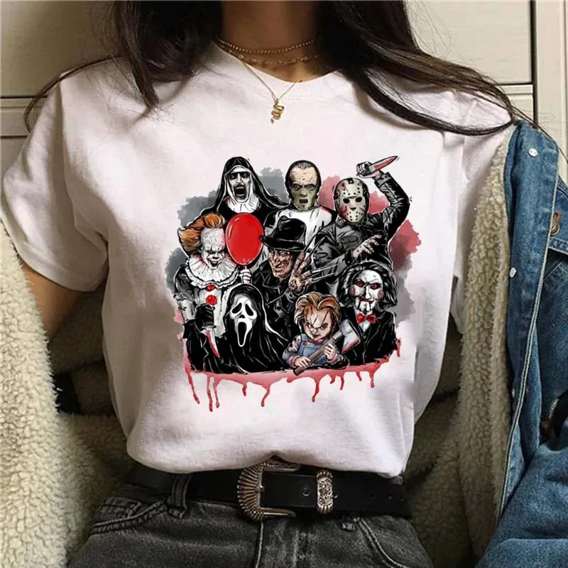 Fun Cartoon Horror Movie Character T-shirt Women's Aesthetic Women's T-shirt Horror Movie Pattern T-shirt Top Women's
Fun Cartoon Horror Movie Character T-shirt Women's Aesthetic Women's T-shirt Horror Movie Pattern T-shirt Top Women's