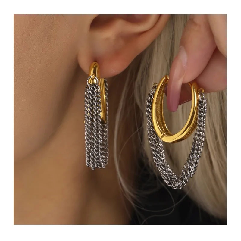 Seattle Stainless Steel Buckle Multi-layer Chain Fringed Earrings Electroplated Real Gold Jewelry Spot
Seattle Stainless Steel Buckle Multi-layer Chain Fringed Earrings Electroplated Real Gold Jewelry Spot