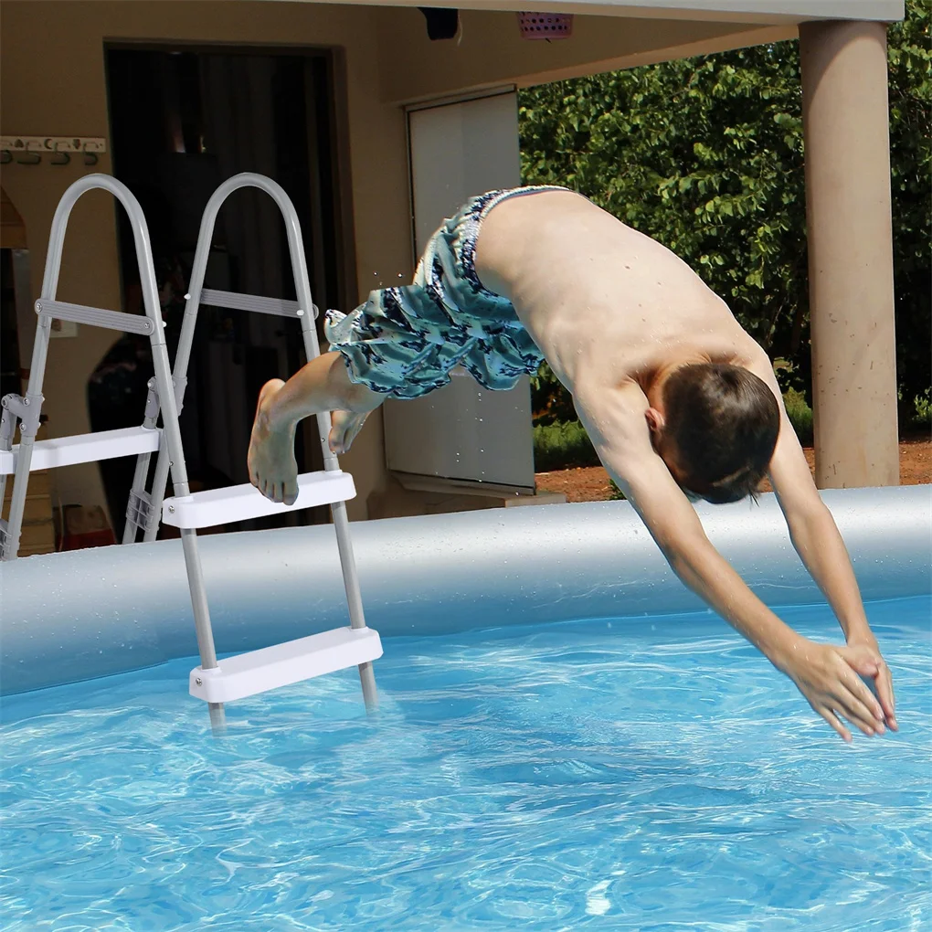 4 ступени, 52-дюймовая лестница для бассейна, железный серый каркас + безопасная лестница с белыми ступеньками
4 ступени, 52-дюймовая лестница для бассейна, железный серый каркас + безопасная лестница с белыми ступеньками