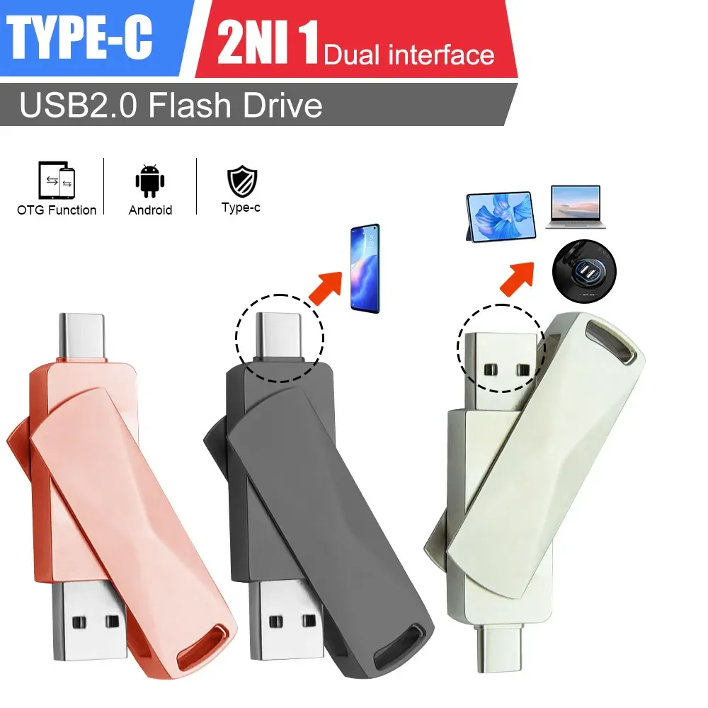 USB 2.0 Pen Drive 2 IN 1 USB Flash Drive 128GB OTG Metal Key Type C High Speed pendrive Flash Drive Memory Stick Business gift
USB 2.0 Pen Drive 2 IN 1 USB Flash Drive 128GB OTG Metal Key Type C High Speed pendrive Flash Drive Memory Stick Business gift