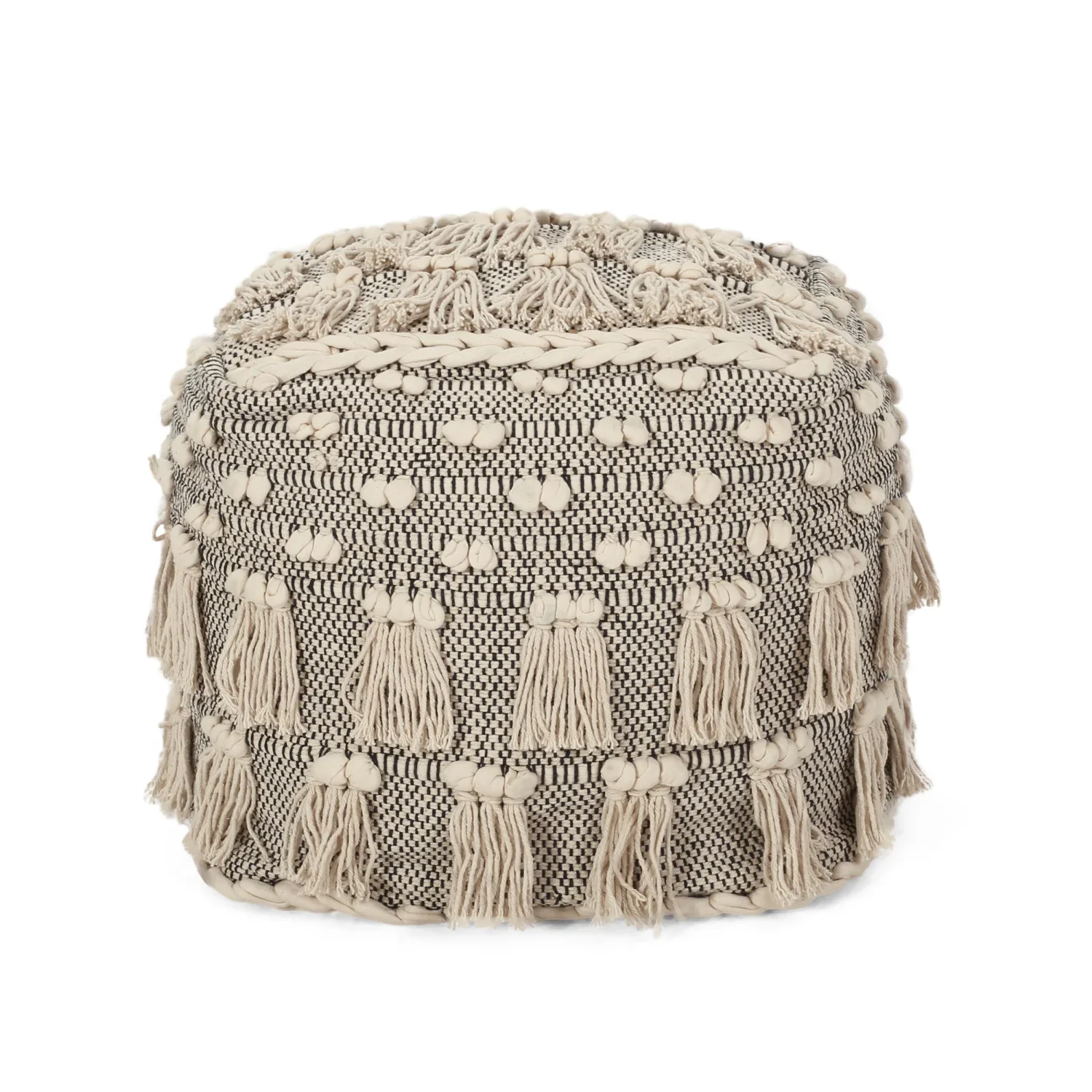 Ivory Angelic Handcrafted Fabric Pouf with Beautiful Tassels - Elegant and Charming addition to any Home Decor - Luxuriously cra
Ivory Angelic Handcrafted Fabric Pouf with Beautiful Tassels - Elegant and Charming addition to any Home Decor - Luxuriously cra