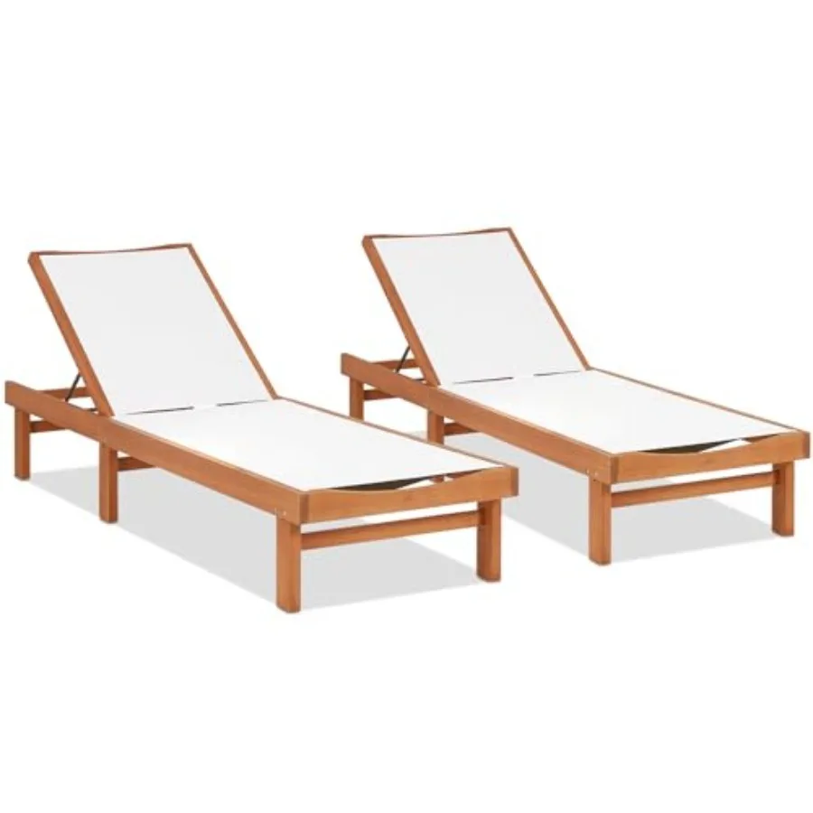 Set of 2 Patio Wood Chaise Lounge Chair, Strong Eucalyptus Wood Frame, 5-Position Adjustable Outdoor Recliner with Mesh
Set of 2 Patio Wood Chaise Lounge Chair, Strong Eucalyptus Wood Frame, 5-Position Adjustable Outdoor Recliner with Mesh