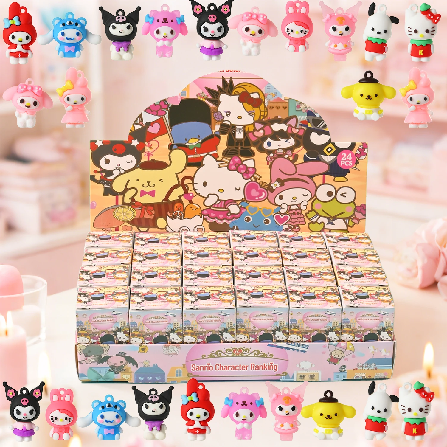 24Pcs/Set Sanrio Hello Kitty Kuromi Blind Box Anime Figure Model Keychain Pendant Decorative Toy For Children's Christmas Gifts
24Pcs/Set Sanrio Hello Kitty Kuromi Blind Box Anime Figure Model Keychain Pendant Decorative Toy For Children's Christmas Gifts