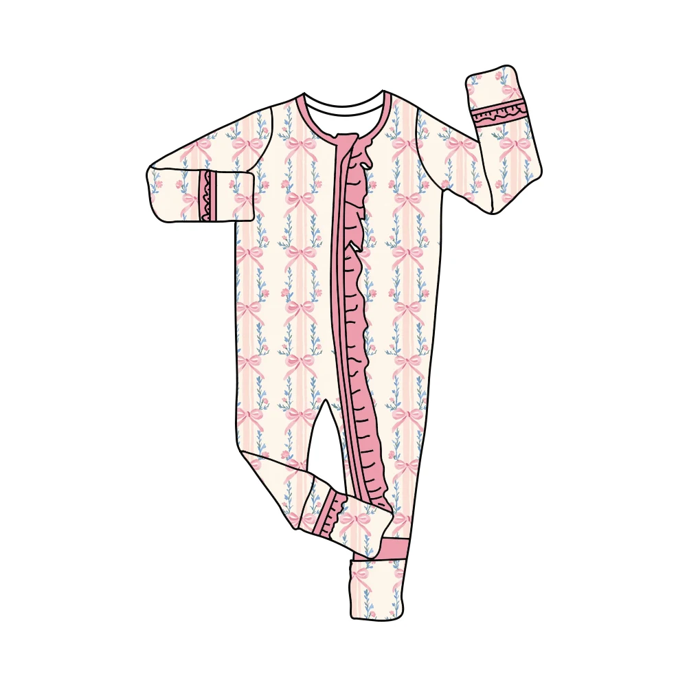 Infant Wear Cute Bow Pattern Baby Long Sleeve Romper Ruffled Trim Infant One-Piece Outfits Cute Baby Clothes Milk Silk Fabric
Infant Wear Cute Bow Pattern Baby Long Sleeve Romper Ruffled Trim Infant One-Piece Outfits Cute Baby Clothes Milk Silk Fabric