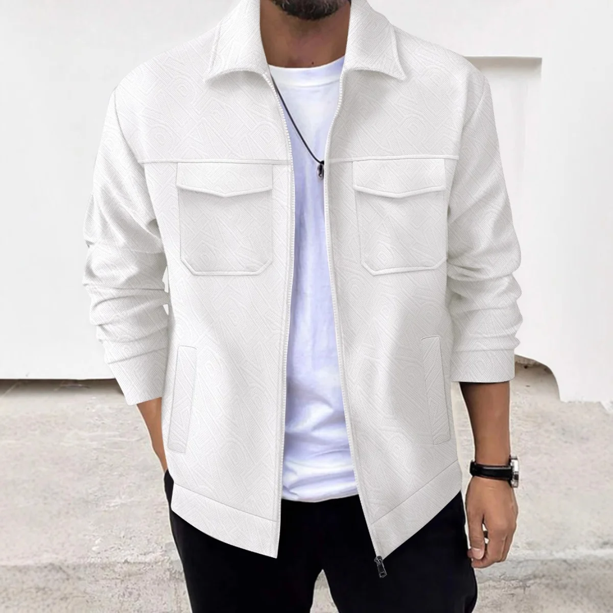 Men's Casual Jacquard Jacket Spring/Autumn Fashion Pockets Collar Zipper Classic Versatile Men's Coat for 2025
Men's Casual Jacquard Jacket Spring/Autumn Fashion Pockets Collar Zipper Classic Versatile Men's Coat for 2025