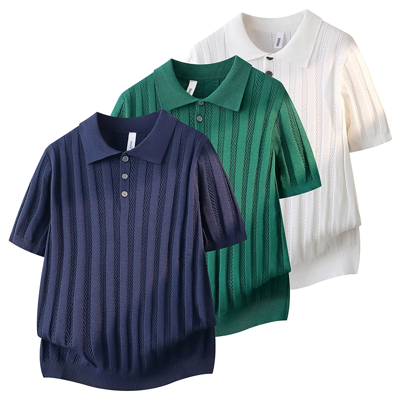 Summer Fashion Light Luxury Striped Short-Sleeve Lapel Polo Shirt Y2K Soft Casual Comfort T-Shirt Business Pullover Men's Blouse
Summer Fashion Light Luxury Striped Short-Sleeve Lapel Polo Shirt Y2K Soft Casual Comfort T-Shirt Business Pullover Men's Blouse