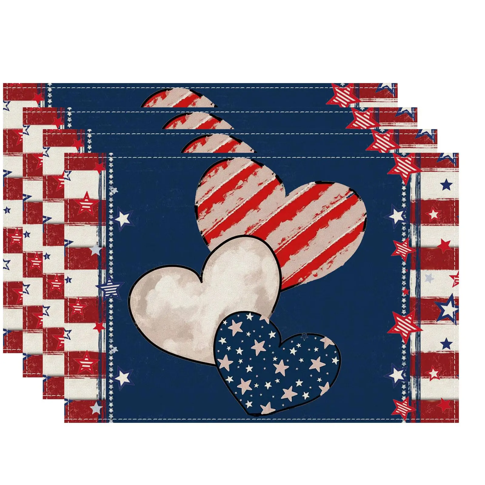 Heart Stripe Stars 4th of July Placemats Set of 4 12x18 Inch Patriotic America Memorial Day Independence Day Table Decor
Heart Stripe Stars 4th of July Placemats Set of 4 12x18 Inch Patriotic America Memorial Day Independence Day Table Decor