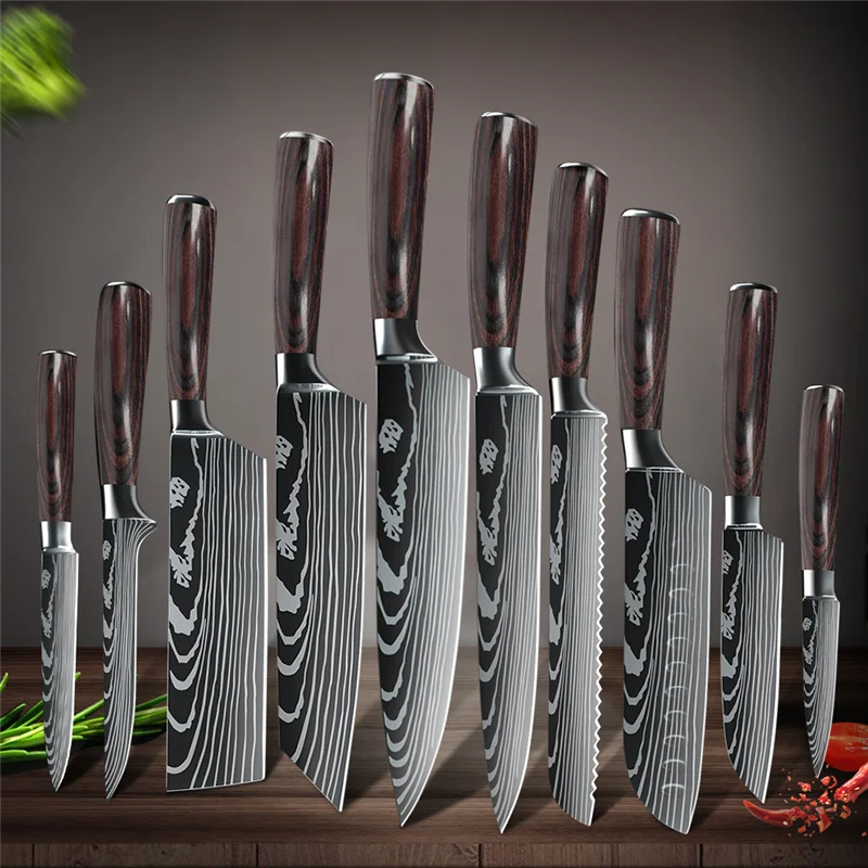 1-10Pcs Kitchen Knife Set 7CR17 Damascus Santoku Kitchen Knives Japanese Sharp Cleaver Slicing Utility Knife Cooking Tools
1-10Pcs Kitchen Knife Set 7CR17 Damascus Santoku Kitchen Knives Japanese Sharp Cleaver Slicing Utility Knife Cooking Tools