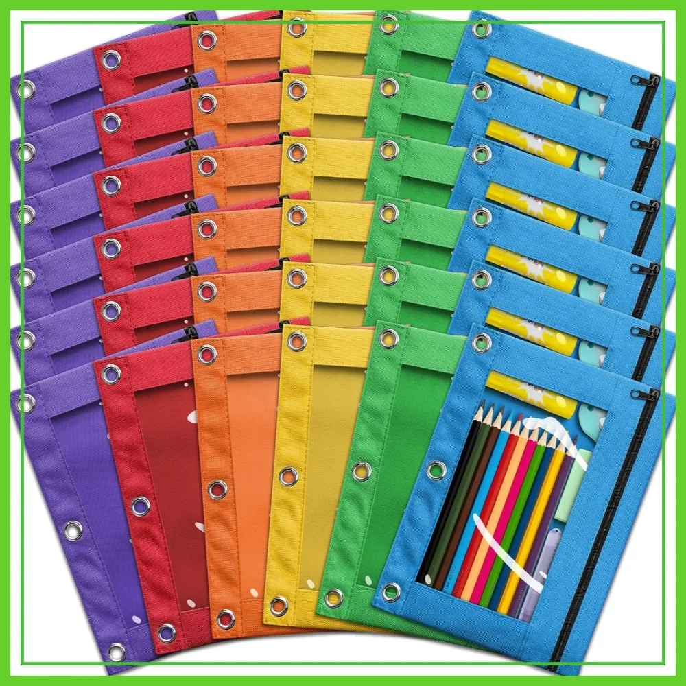 36 Pack Pencil Pouches for 3 Ring Binder, Assorted Colors, Durable Cloth Zipper Pouch with Clear Window for School Office
36 Pack Pencil Pouches for 3 Ring Binder, Assorted Colors, Durable Cloth Zipper Pouch with Clear Window for School Office