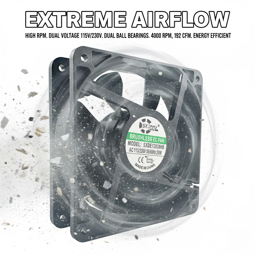 Охлаждающий вентилятор для SXDOOL EC SXDE12038HB 120x120x38 мм, двойное напряжение 115 В, 230 В, высокоскоростной промышленный вентилятор для серверных блоков питания, шкафов 
Охлаждающий вентилятор для SXDOOL EC SXDE12038HB 120x120x38 мм, двойное напряжение 115 В, 230 В, высокоскоростной промышленный вентилятор для серверных блоков питания, шкафов