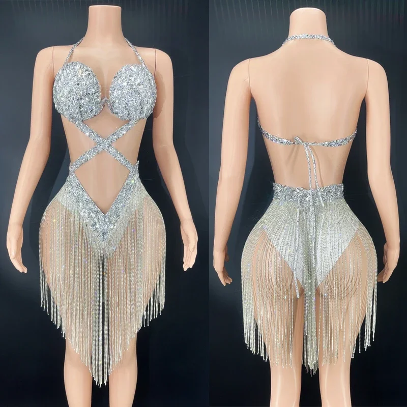 Full Rhinestone Cup Fringed Diamond Chain Dress Birthday Celebrate Costume Sexy Prom Party Dress Women Evening Outfit XS4722
Full Rhinestone Cup Fringed Diamond Chain Dress Birthday Celebrate Costume Sexy Prom Party Dress Women Evening Outfit XS4722