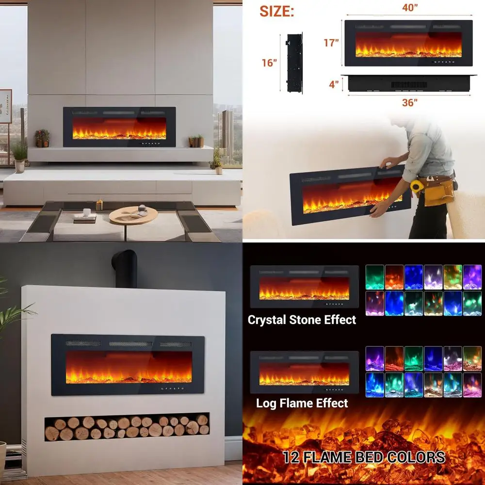 Настенный электрический камин 40 дюймов с обогревом 750/1500 Вт, 12 цветами пламени, 5 скоростями, пультом ДУ и таймером
Настенный электрический камин 40 дюймов с обогревом 750/1500 Вт, 12 цветами пламени, 5 скоростями, пультом ДУ и таймером