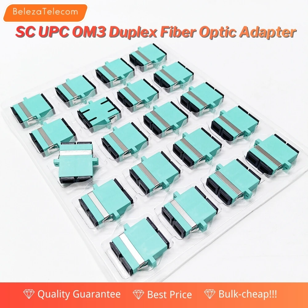 Высокопроизводительный дуплексный адаптер SC/UPC для многомодового оптоволокна OM3 Aqua — фланцевая муфта FTTH
Высокопроизводительный дуплексный адаптер SC/UPC для многомодового оптоволокна OM3 Aqua — фланцевая муфта FTTH