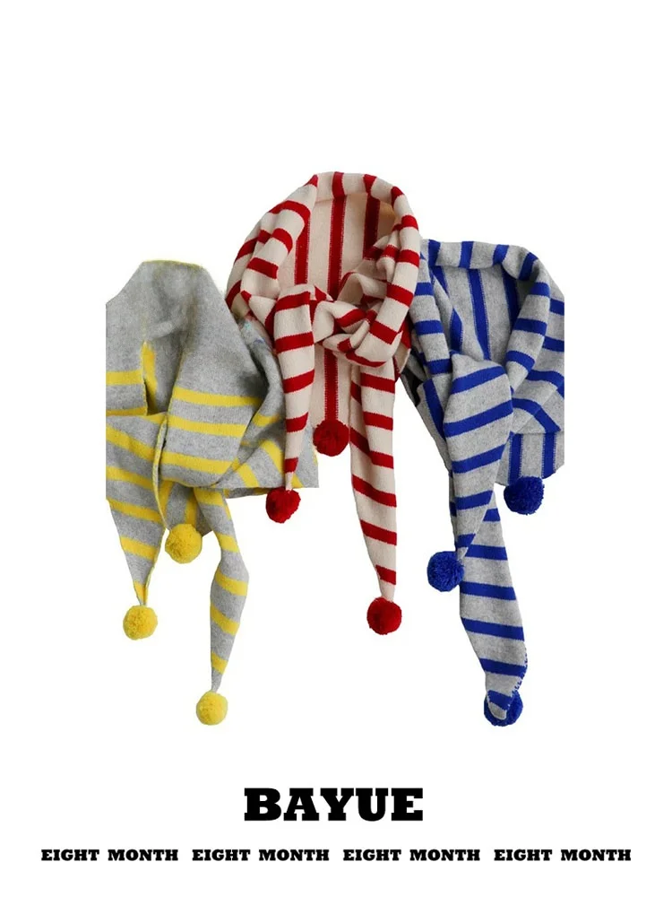 Nordic Vintage Striped Scarf Shoulder Wrap Women's Autumn Winter Outerwear Korean Style Cute Ball Cap Scarf
Nordic Vintage Striped Scarf Shoulder Wrap Women's Autumn Winter Outerwear Korean Style Cute Ball Cap Scarf