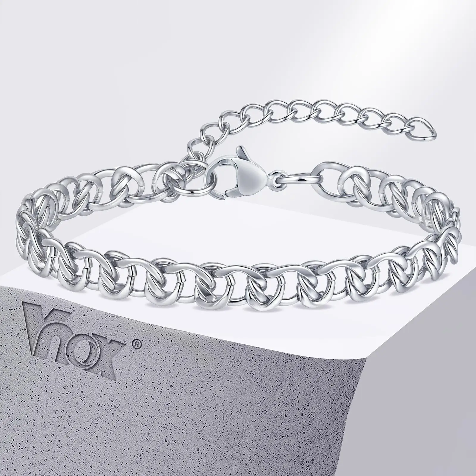 Vnox Double Knot Cuban Chain Bracelets for Men Women, Waterproof Silver Color Stainless Steel Bracelet Hand Jewelry
Vnox Double Knot Cuban Chain Bracelets for Men Women, Waterproof Silver Color Stainless Steel Bracelet Hand Jewelry