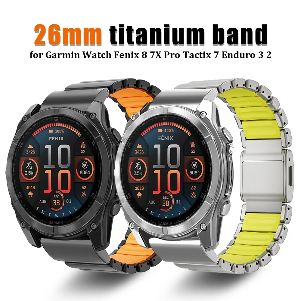 Титановый ремешок 26 мм для часов Garmin Watch Fenix 8 7X Pro Tactix 7 51 мм, быстросъемный ремешок для Garmin Enduro 3 2X Instinct 3 2X 50 мм
Титановый ремешок 26 мм для часов Garmin Watch Fenix 8 7X Pro Tactix 7 51 мм, быстросъемный ремешок для Garmin Enduro 3 2X Instinct 3 2X 50 мм