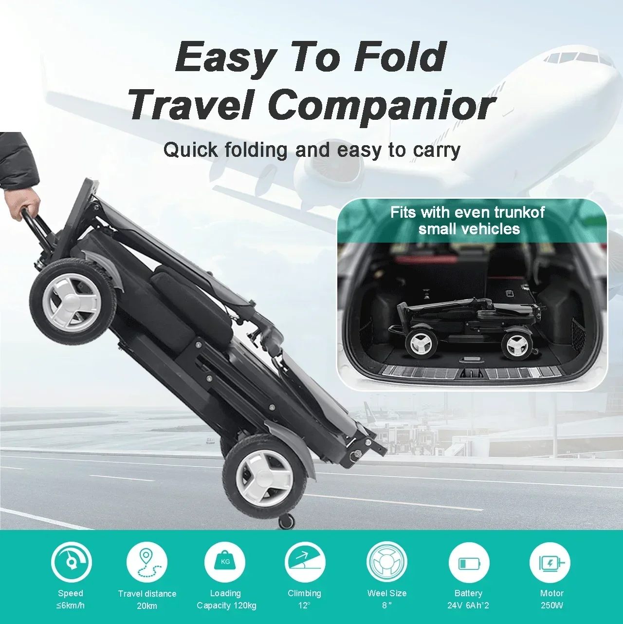 Light Weight Foldable 4-Wheel Handicapped Mobility Scooter for Elderly Disabled Best Collapsible Medical Scooter
Light Weight Foldable 4-Wheel Handicapped Mobility Scooter for Elderly Disabled Best Collapsible Medical Scooter