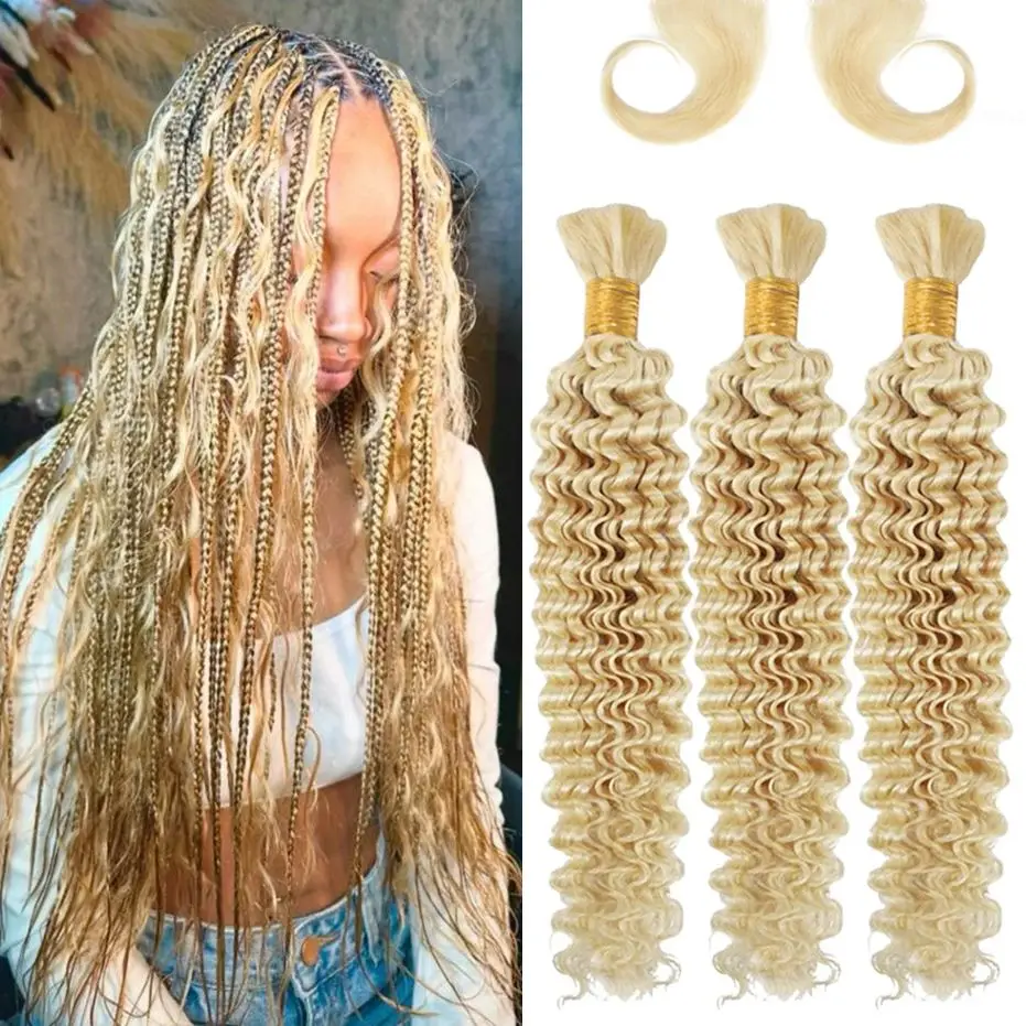 #613 Honey Blonde Deep Wave Braiding Human Hair For Boho Braids Deep Wave Crochet Human Hair Braiding Hair Brazilian Human Hair
#613 Honey Blonde Deep Wave Braiding Human Hair For Boho Braids Deep Wave Crochet Human Hair Braiding Hair Brazilian Human Hair