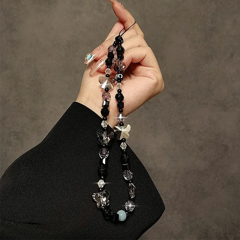 Luxury Creative Butterfly Black Beaded Mobile Phone Lanyard, Wrist Short Bag Ccd Camera Pendant
Luxury Creative Butterfly Black Beaded Mobile Phone Lanyard, Wrist Short Bag Ccd Camera Pendant