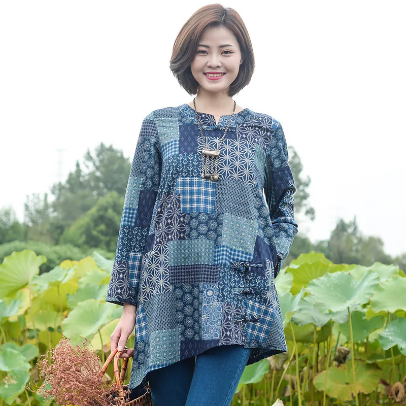 Chinese Style Women's Cotton Linen Top Spring And Autumn New Women's Retro Pullover Long Sleeve Shirt
Chinese Style Women's Cotton Linen Top Spring And Autumn New Women's Retro Pullover Long Sleeve Shirt