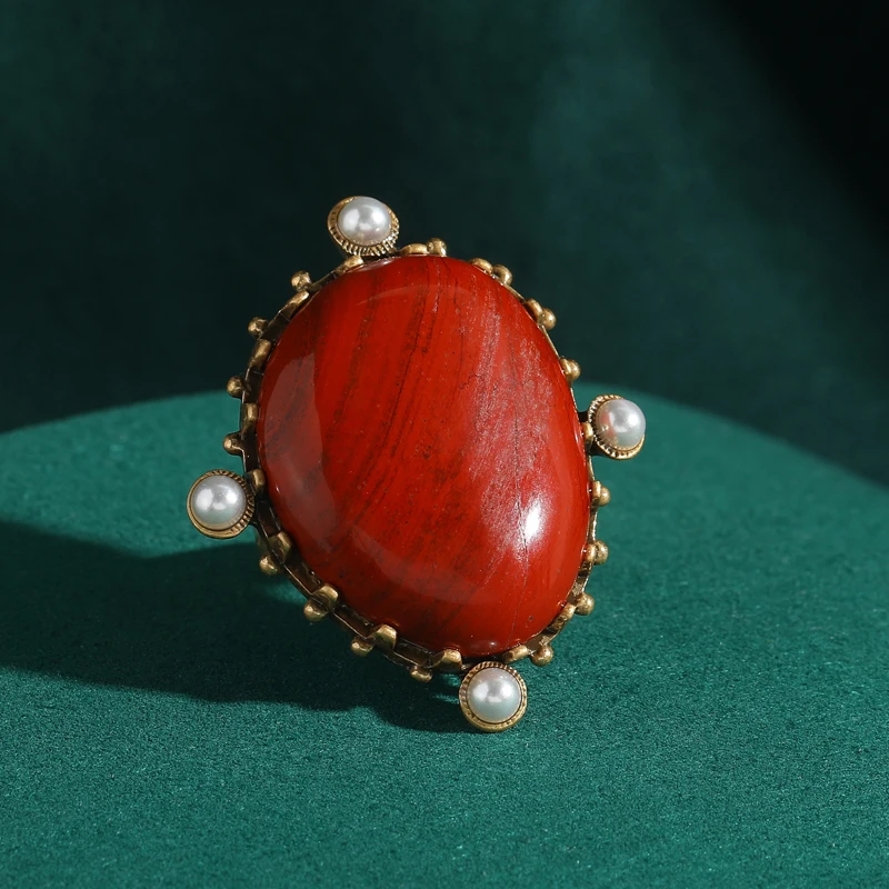 Vintage Oval Natural Stone Red Rings Retro Outfits Coral Pearls Wedding Bride Party Antique Jewelry Finger Accessories For Women
Vintage Oval Natural Stone Red Rings Retro Outfits Coral Pearls Wedding Bride Party Antique Jewelry Finger Accessories For Women