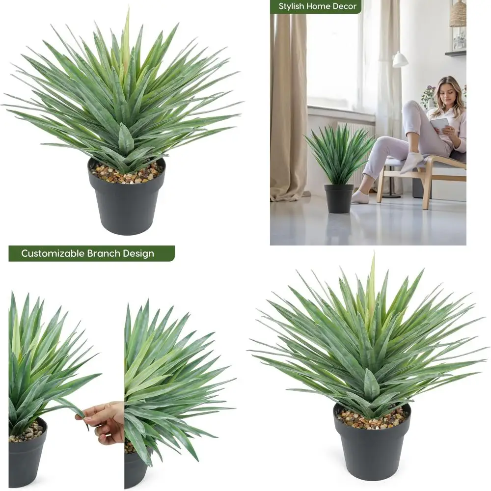 22-Inch Tall Artificial Agave in Black Pot with Real Stone Pebbles, 105 Leaves for Indoor/Outdoor Use
22-Inch Tall Artificial Agave in Black Pot with Real Stone Pebbles, 105 Leaves for Indoor/Outdoor Use