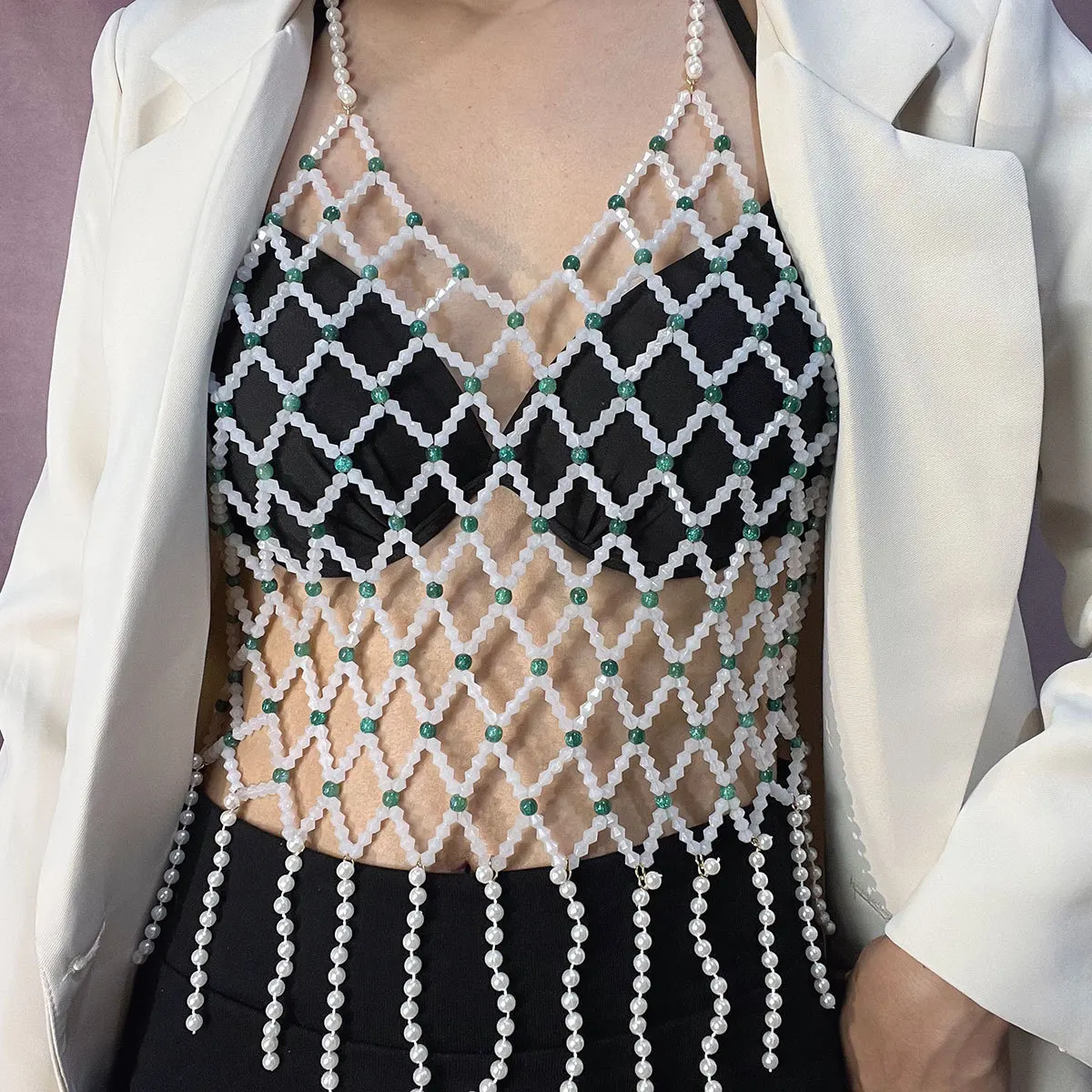 Hand-woven Resin Beads Hollow Out Tassel Breast Chain for Women Glass Rhinestone Ropa De Mujer Party Sexy Pearls Body Chain Tops
Hand-woven Resin Beads Hollow Out Tassel Breast Chain for Women Glass Rhinestone Ropa De Mujer Party Sexy Pearls Body Chain Tops