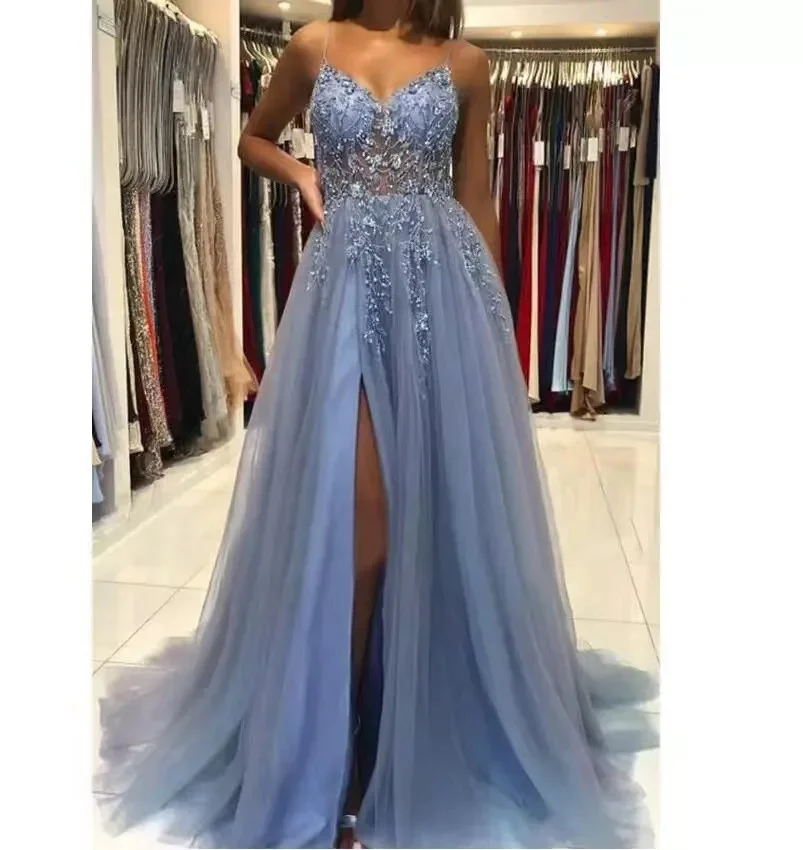 Custom Made Spaghetti Straps Evening Dresses Sexy Illusions V Neck Lace Applique Formal Party Dress Backless Robe De Soirée
Custom Made Spaghetti Straps Evening Dresses Sexy Illusions V Neck Lace Applique Formal Party Dress Backless Robe De Soirée