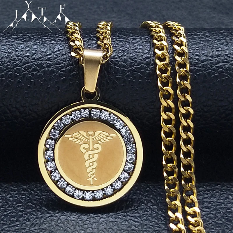 The Caduceus Necklace Snake Crystal Necklace Hip Hop Stainless Steel Gold Color Rhinestone Pendant Necklaces Jewelry NXH150S05
The Caduceus Necklace Snake Crystal Necklace Hip Hop Stainless Steel Gold Color Rhinestone Pendant Necklaces Jewelry NXH150S05