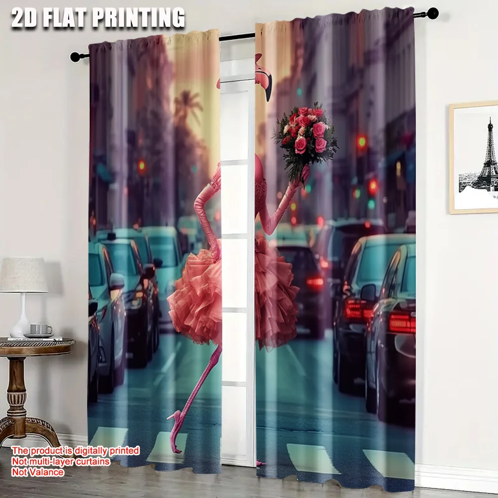 2pcs, Popular Curtain Panels 2D plane printing Elegant pink flamingo wearing skirt and flower hat Durable Polyester (without
2pcs, Popular Curtain Panels 2D plane printing Elegant pink flamingo wearing skirt and flower hat Durable Polyester (without