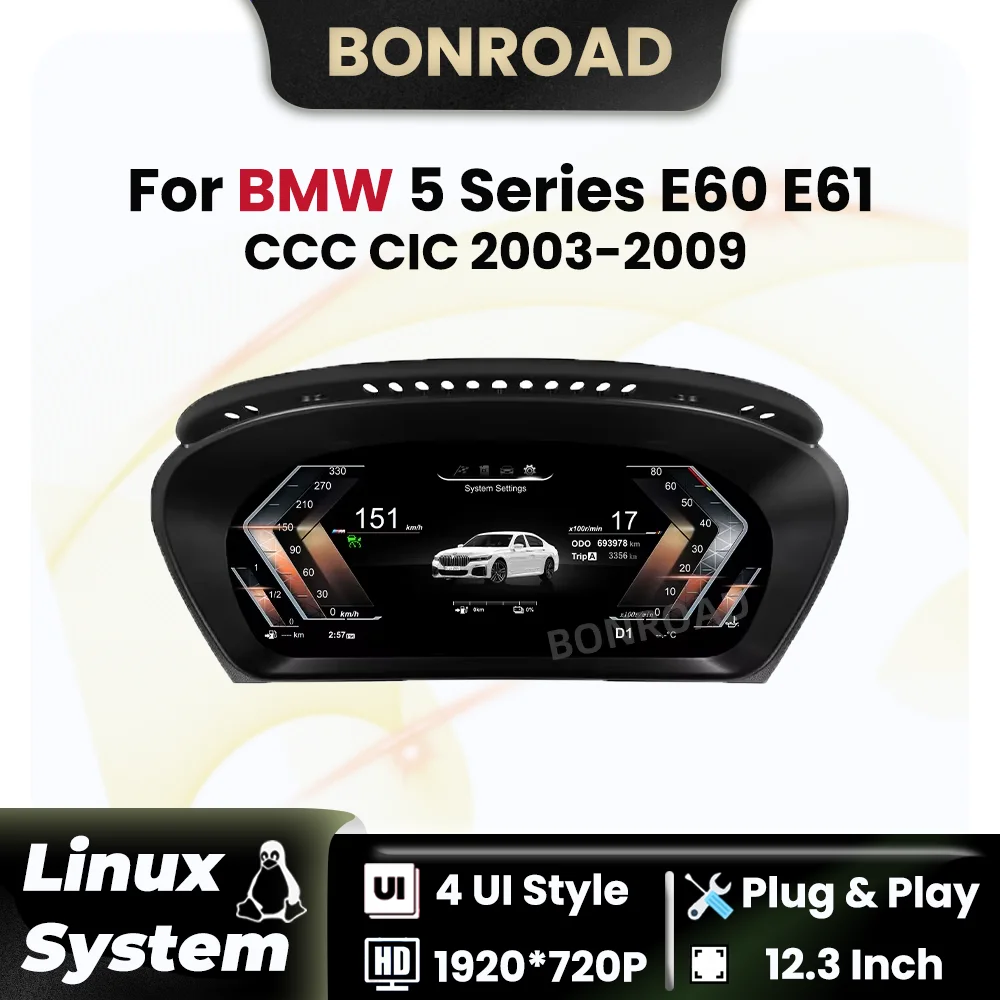 BONROAD 12.3" Car Digital Dashboard For BMW 5 Series E60 E61 E62 CCC CIC Panel Speedometer Virtual Cockpit Instrument Cluster
BONROAD 12.3" Car Digital Dashboard For BMW 5 Series E60 E61 E62 CCC CIC Panel Speedometer Virtual Cockpit Instrument Cluster