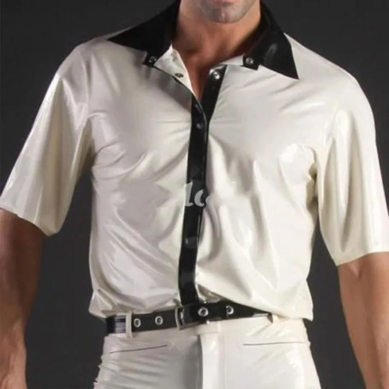Latex Rubber Fashion Handsome Top for Men's Sports Wear Short Sleeved Shirt Black with White Handmade XS-XXL
Latex Rubber Fashion Handsome Top for Men's Sports Wear Short Sleeved Shirt Black with White Handmade XS-XXL