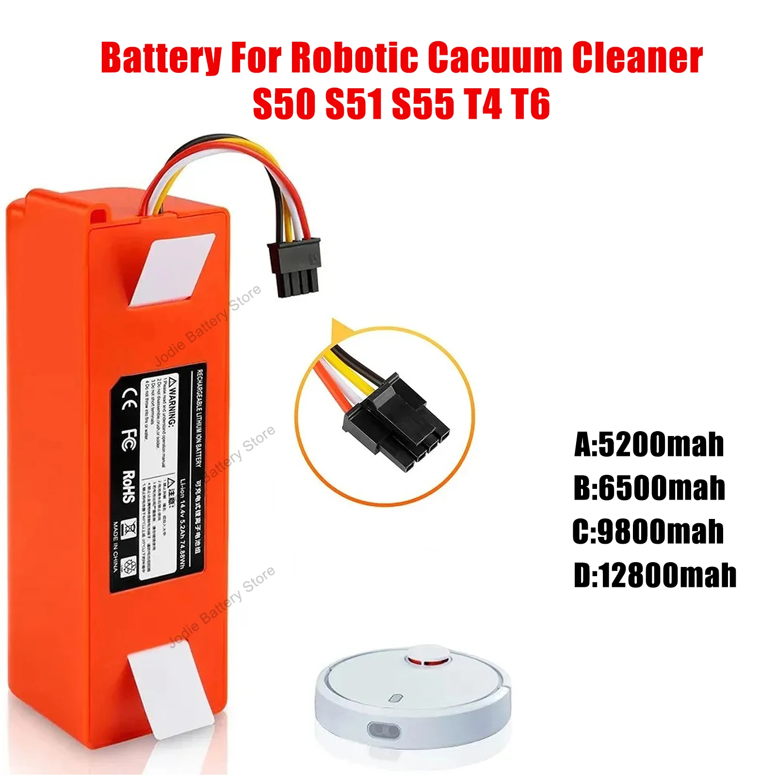 Robotic Vacuum Cleaner Replacement Battery 5200-12800Mah For Xiaomi Sweeping Machine Sweeper Robot S55 S60 S65 S50 S51 S5 MAX S6
Robotic Vacuum Cleaner Replacement Battery 5200-12800Mah For Xiaomi Sweeping Machine Sweeper Robot S55 S60 S65 S50 S51 S5 MAX S6