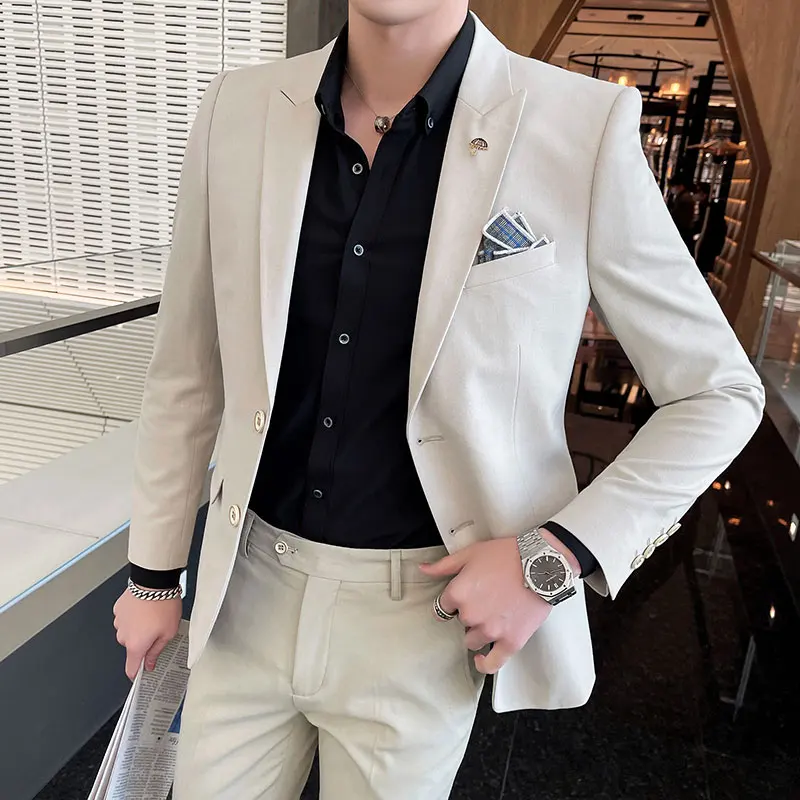 Spring Jacket 2 Piece (Coat+Pants) Men's Suit Blazer for Male Peaked Lapel Slim Fit Formal Business Set Costume Homme 2024
Spring Jacket 2 Piece (Coat+Pants) Men's Suit Blazer for Male Peaked Lapel Slim Fit Formal Business Set Costume Homme 2024