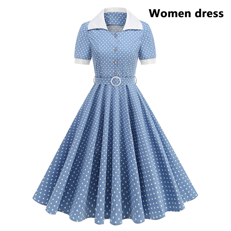 50s 60s Vintage Polka Dot Dress Women Elegant Belted Robe Button Up Pleated Swing Dresses Woman Rockabilly Holiday Party Gown 
50s 60s Vintage Polka Dot Dress Women Elegant Belted Robe Button Up Pleated Swing Dresses Woman Rockabilly Holiday Party Gown