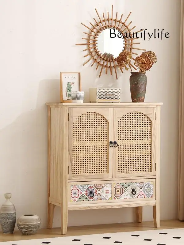 Solid wood shoe cabinet, living room home storage, household locker, rattan-woven entrance cabinet integrated against the wall
Solid wood shoe cabinet, living room home storage, household locker, rattan-woven entrance cabinet integrated against the wall