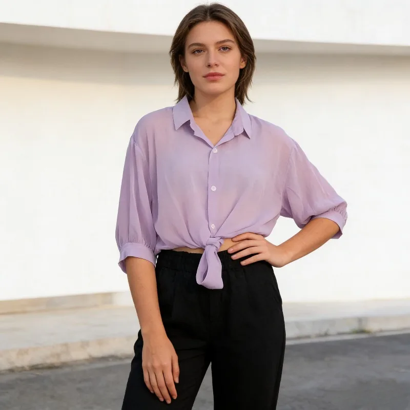 Summer Thin Elegant Casual Loose Perspective Women's Short Cardigan Solid Color Simple Versatile Sunscreen Chiffon Shirt New
Summer Thin Elegant Casual Loose Perspective Women's Short Cardigan Solid Color Simple Versatile Sunscreen Chiffon Shirt New