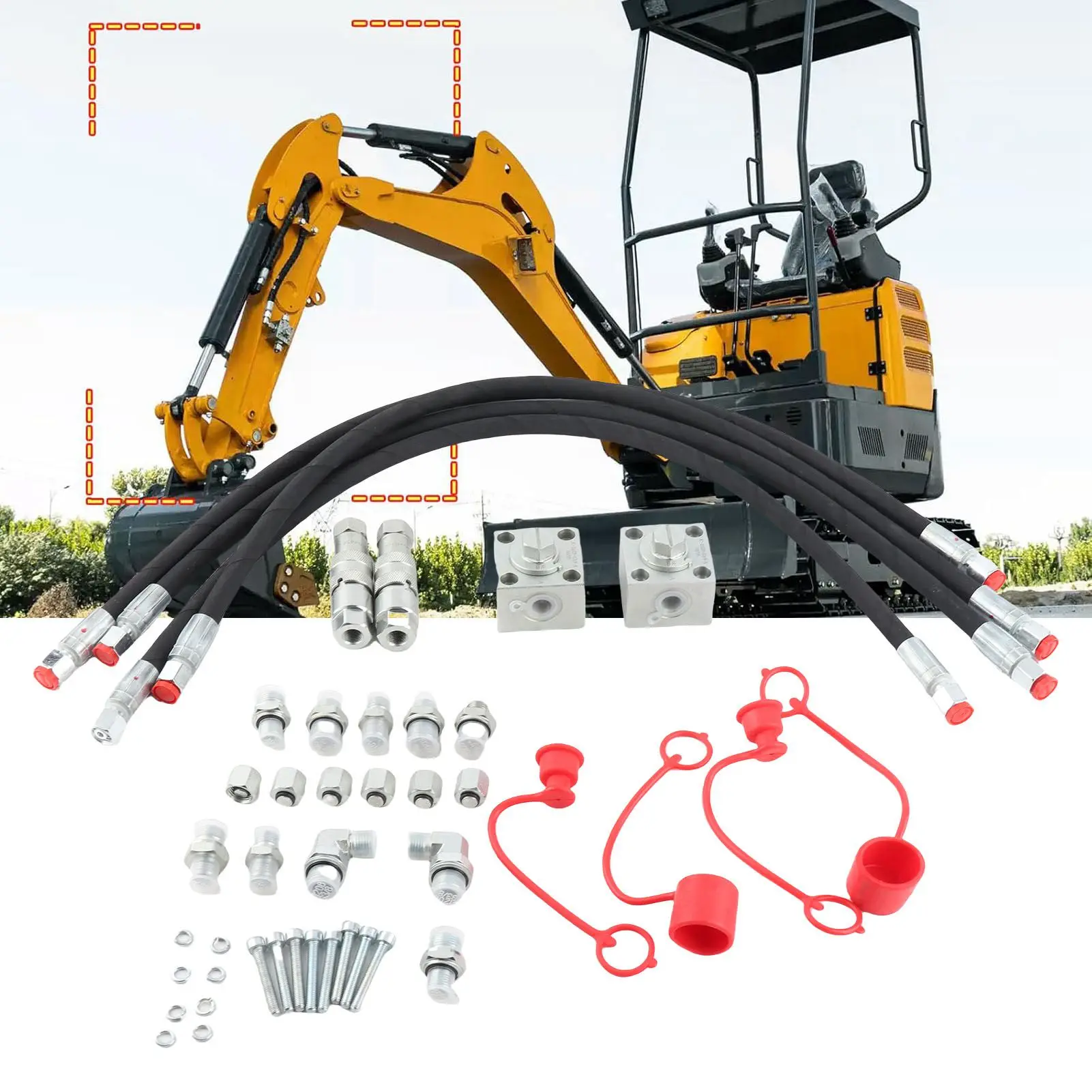3 Way Diverter Valve 3 Way Diverter Valves with Quick Connectors 31 Inch Flexible Hoses for 1-2 Ton Chinese Mini Excavator
3 Way Diverter Valve 3 Way Diverter Valves with Quick Connectors 31 Inch Flexible Hoses for 1-2 Ton Chinese Mini Excavator