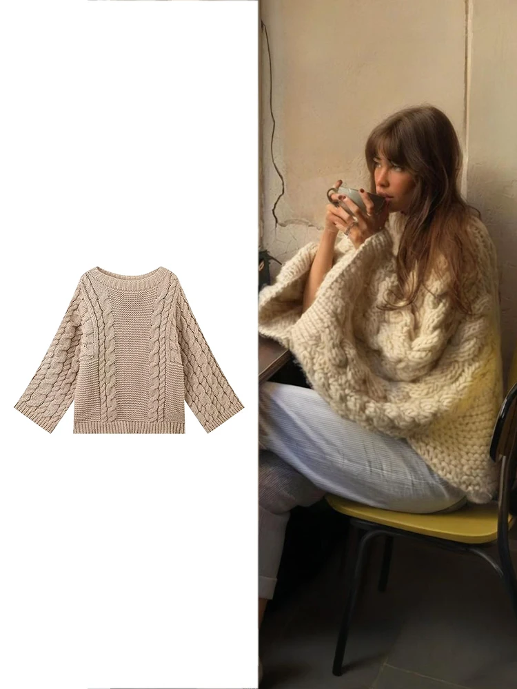 TRAF Women's Fashion oversize Knit Pullover Casual Slouchy Loose Round Neck Sweater High Street Solid Color Bat Sleeve Sweater
TRAF Women's Fashion oversize Knit Pullover Casual Slouchy Loose Round Neck Sweater High Street Solid Color Bat Sleeve Sweater